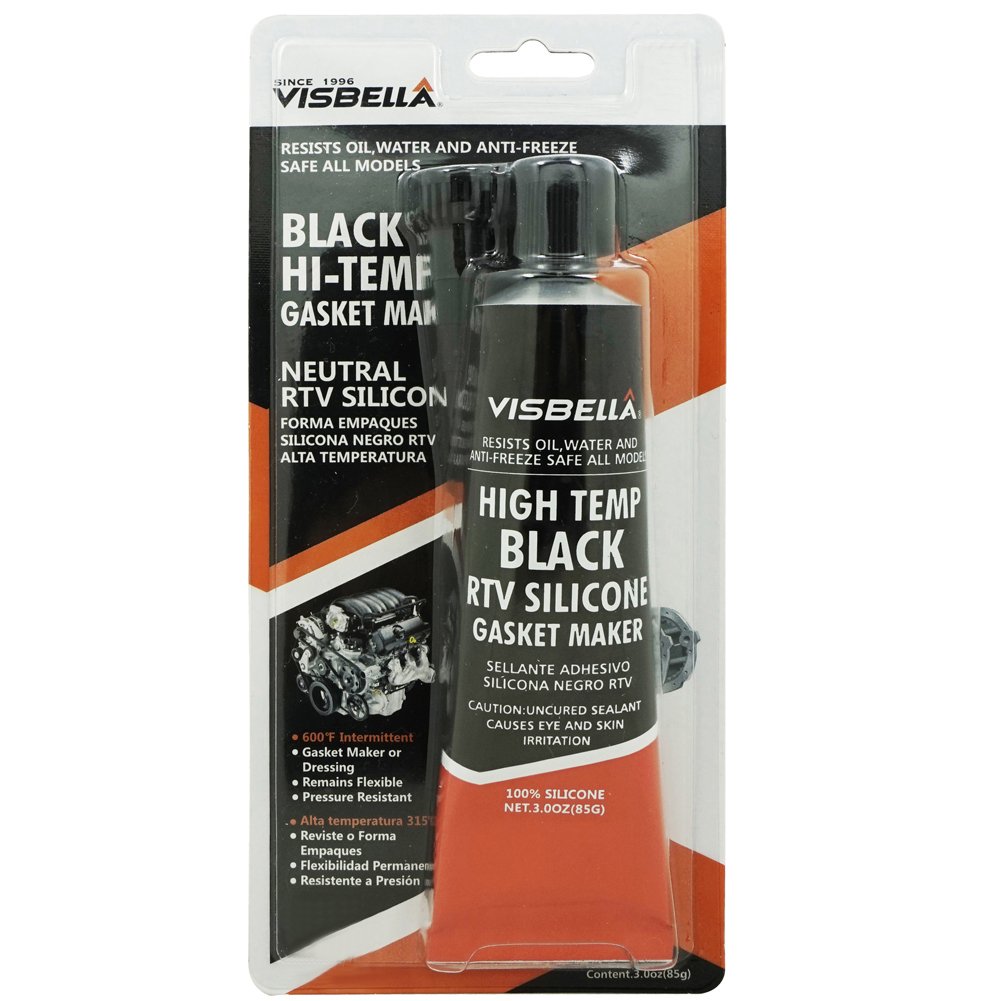 Visbella - GN0085BK4A Neutral RTV 100% Gasket Maker Oil and Water Resistance Anti-Freeze Remain Flexible Ultra 3 oz. High Temperature 600°F Sealant Tube