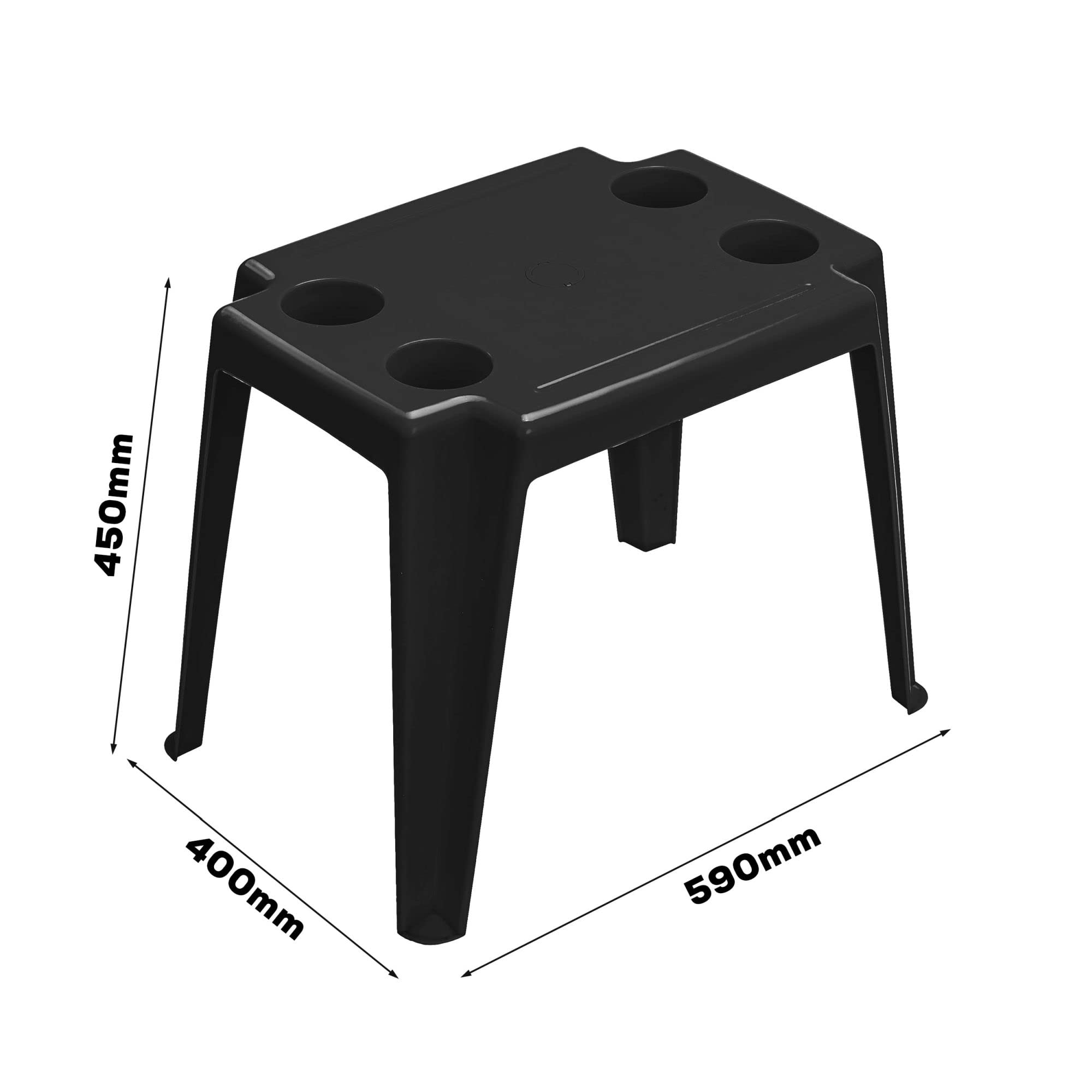 Tavolo Da Spiaggia E Giardino Grigio – Plastica Leggera Con Foro Per Ombrellone (fino A 35mm), 4 Portabicchieri E Scacchiera, 40x59x45 Cm
