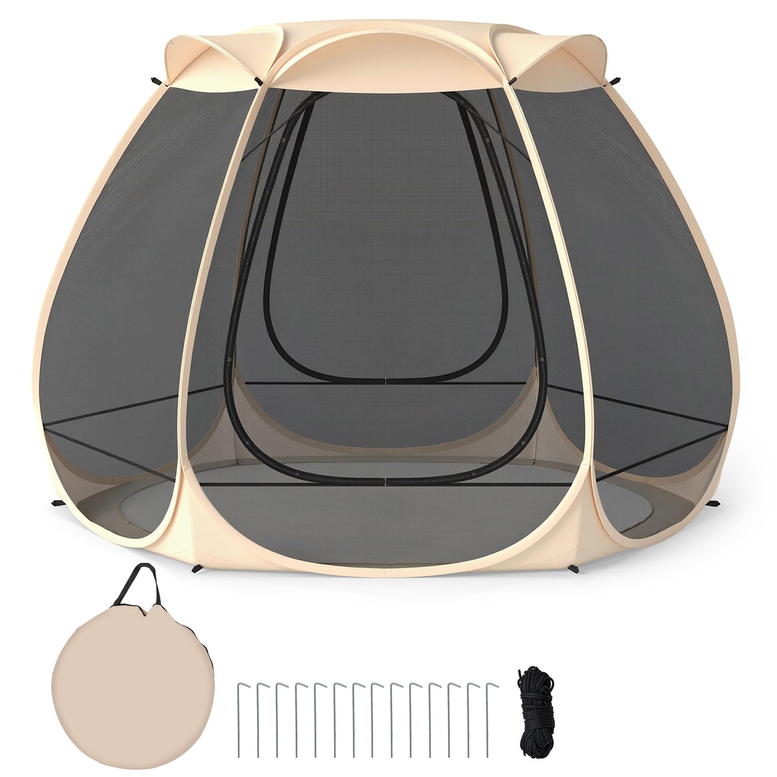 COSTWAY Pop up Bubble Tent, All Weather Sport Shelter Screen House with Carrying Bag, Foldable Instant Camping Tent Canopy Shelter for Sporting Events, Parades and Fishing (Sand, 310 x 270 x 210 cm) — image 1