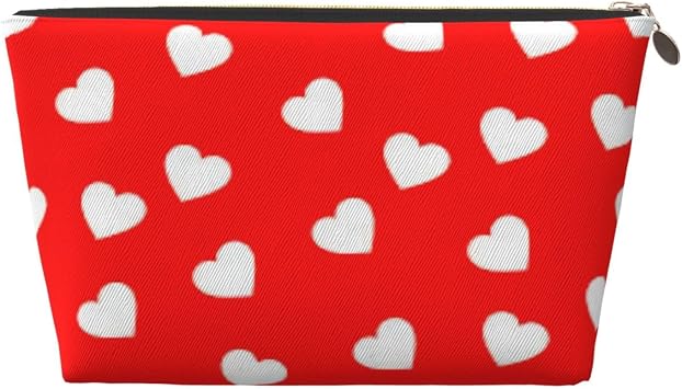 Valentines Day Bags for Women Men Red Hearts Pattern Travel Makeup Bag Cosmetic Bags Portable Toiletry Bag