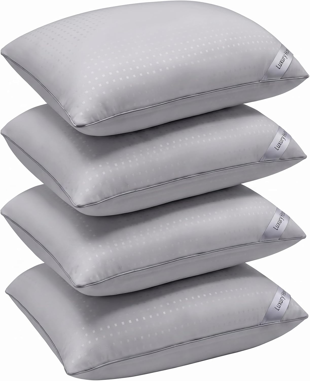 Standard Size Bed Pillows for Sleeping Set of 4,4 Pack Great Support Luxury Hotel Pillows for Side,Stomach and Back Sleepers(Grey,4-Pack)