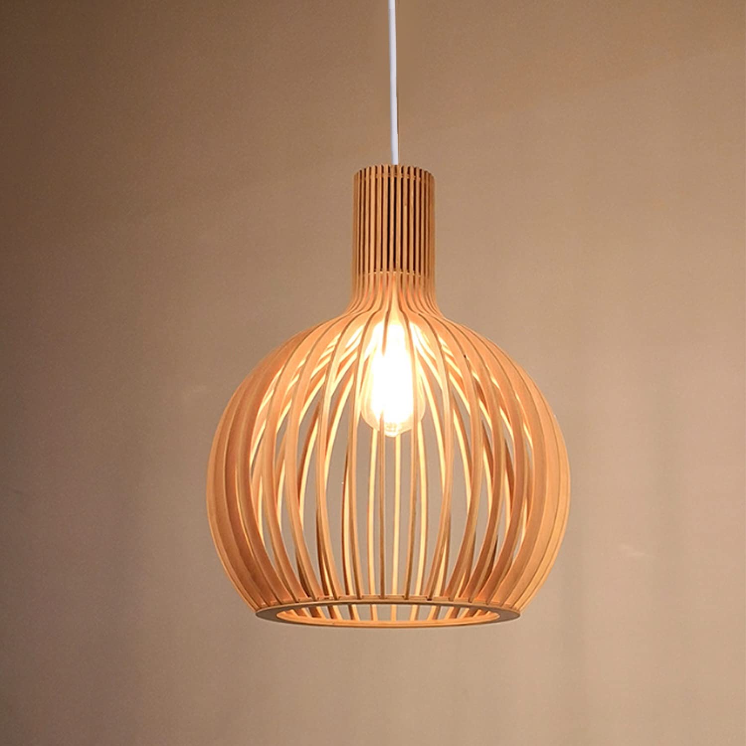 Lampada A Sospensione Retro Di Bambù Lampade Legno E27 Stile Industriale Lampadario Vintage Spherical Tavolo Da Pranzo Lampadario Per Soggiorno Camera Da Letto Sala Da Pranzo Cafe Bar Luci Pendenti