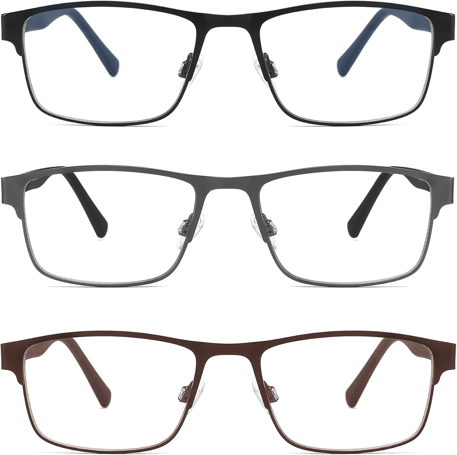 3-Pack Reading Glasses for Men Blue Light Blocking Trendy Metal Frame Computer Readers with Spring Hinges Anti Eye Strain/Glare Uv Ray Filter Eyeglasses(+2.5 Magnification Strength) - Image 7