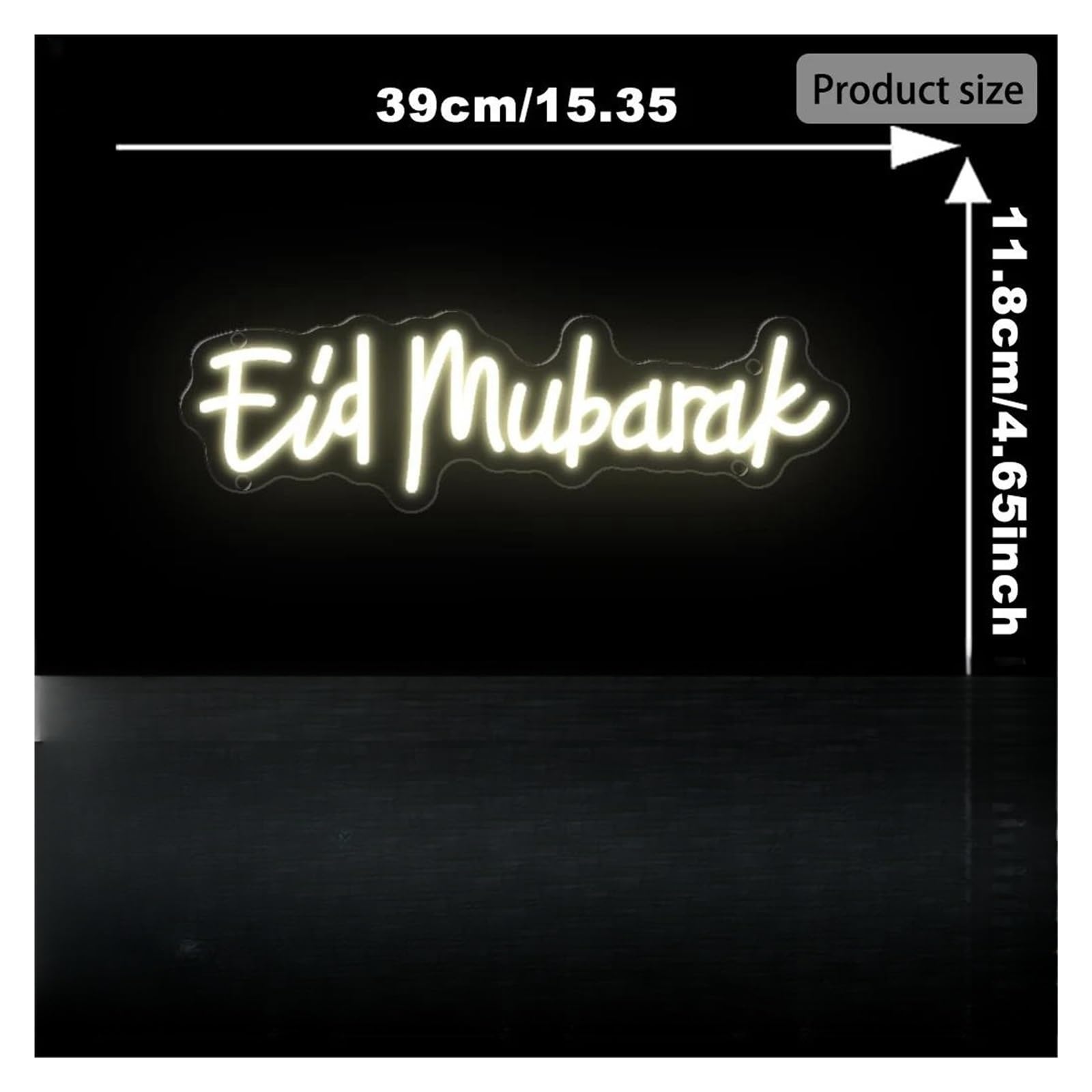 Insegna al neon "Eid Mubarak" per insegne al per neon Ramadan LED luci decorative da parete per stanze 11,8 cm x 39