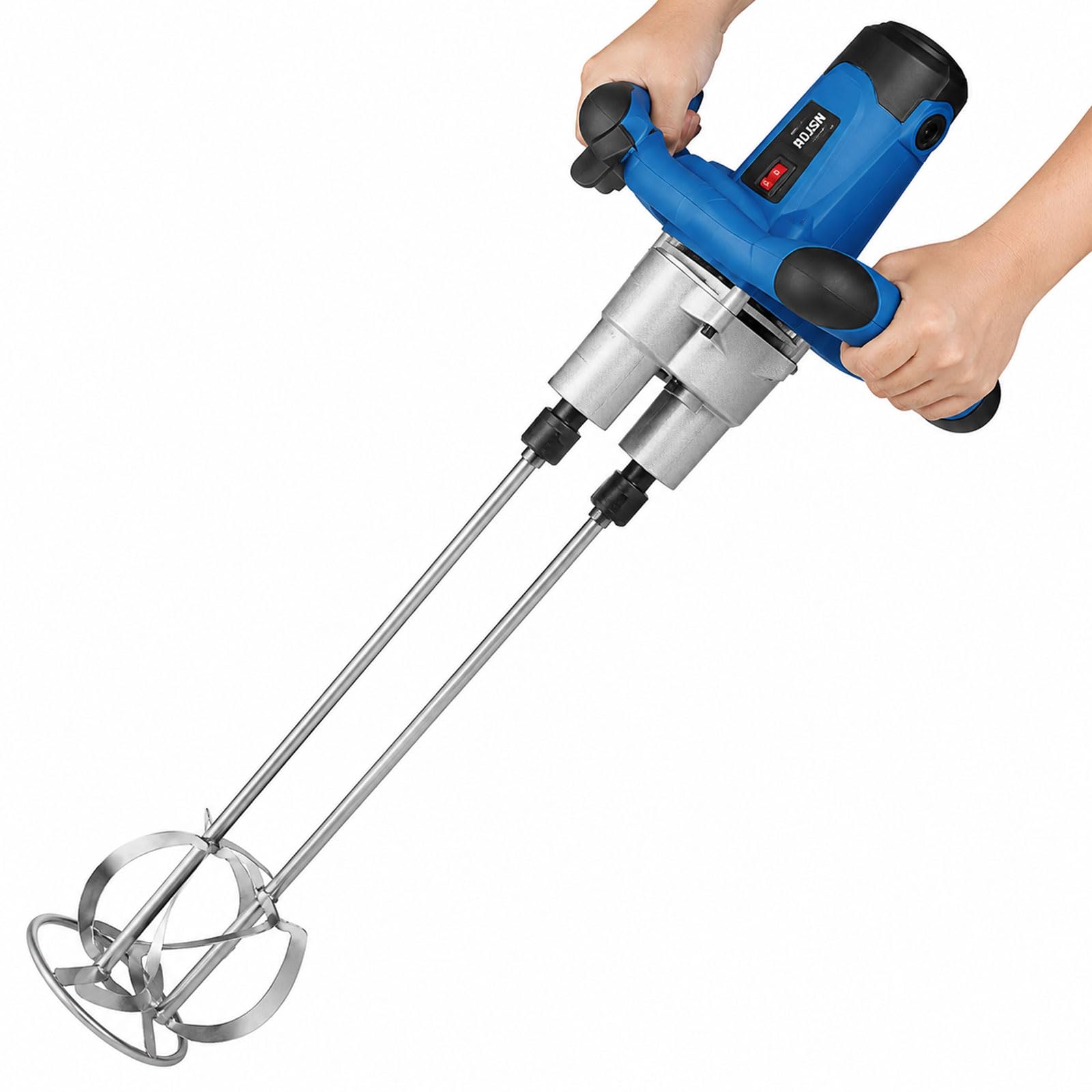 Hormigonera eléctrica de 1400 W, batidora eléctrica de mano de 2 velocidades con asas dobles, varilla de mezcla de 57 cm y paleta de 10 cm, para mortero, cemento, pintura, masilla, yeso y