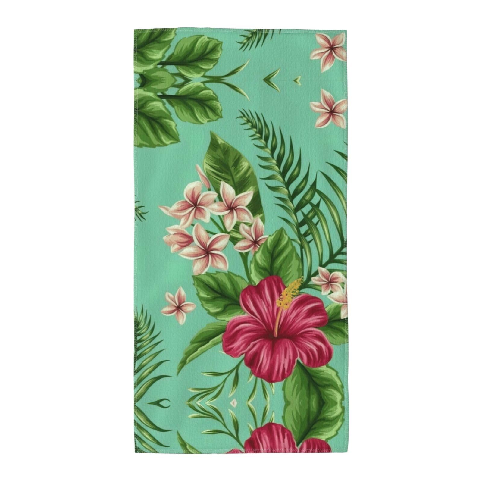 DIEzig Hawaiian Tropical Leaves Flowers Fashion Printed Long Bath Towel For Pool Side Seaside Holiday