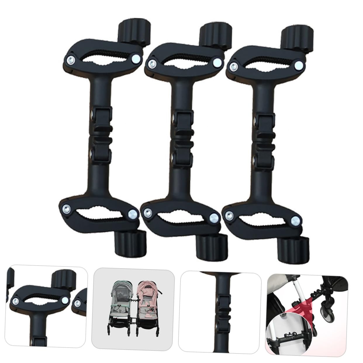 ibasenice Connecteur pour Poussette Double Boucle Réglable Adaptateur de Connexion pour Poussettes Parapluie