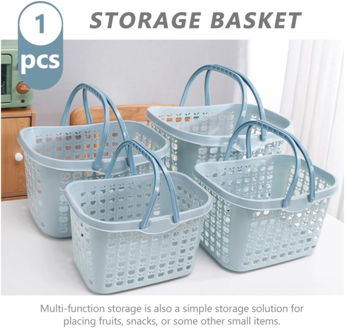 Plastic Shopping Basket with Handle for Portable Storage and Carry