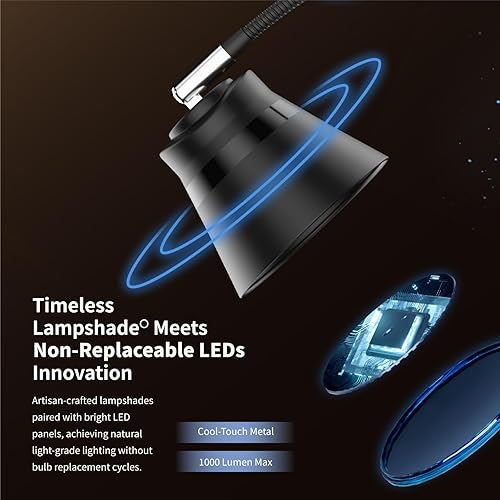 Miniatura 6 de AXX Lámpara de escritorio de metal, luz de mesa de 24 pulgadas para oficina en casa, dormitorio, dormitorio universitario, bombilla LED incluida,