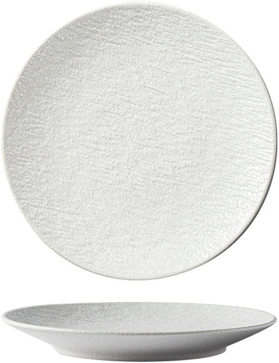 Retro Rock Pattern Ceramic Western-Style Dish Frosted Exquisite Black and White Tableware-Spoon-Black(10-in Platter-White)