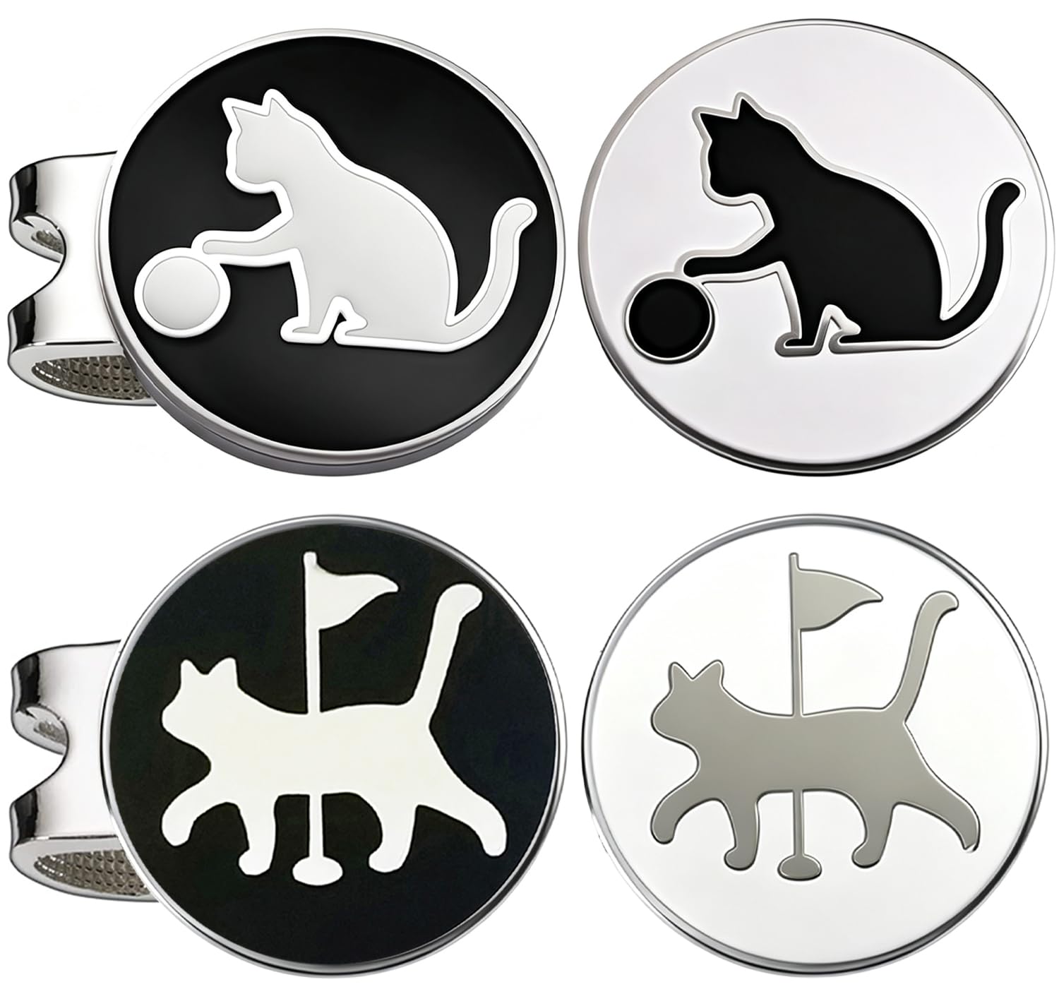Adhere Golf Ball Markers Personlized Double Side Cute cat Logo Enamel with A Magnetic Hat Clips,A Premium Golf Gifts. (N-Cute Cats) — image 1