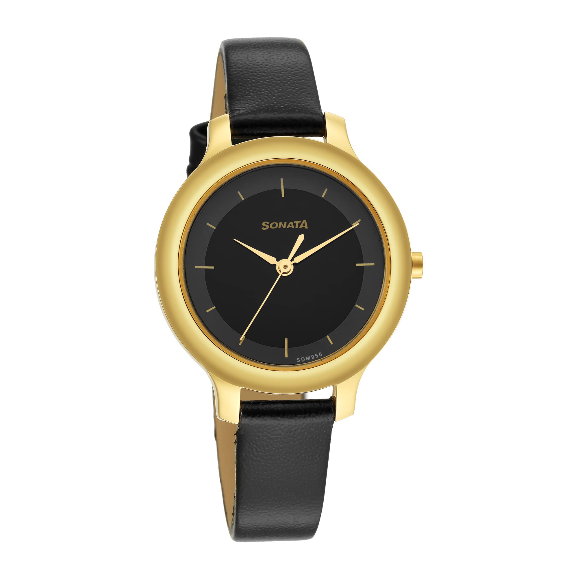 Sonata Gold Edit Black Dial Women Watch with Leather Strap-NS87042YL03W (B0B5LLM11T) Amazon Price History, Amazon Price Tracker