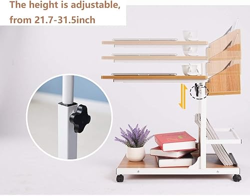 Miniatura 6 de sogesfurniture Mesa auxiliar de sofá de altura ajustable, mesa C, soporte para portátil, soporte para escritorio, bandeja de café, roble,