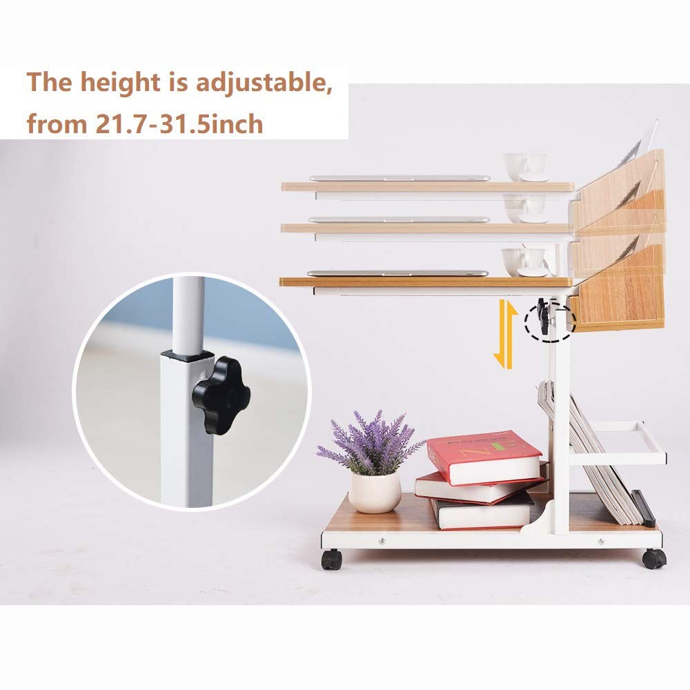 sogesfurniture Table d'appoint réglable en hauteur pour canapé - Table C - Support pour ordinateur portable - Plateau à café - Table d'appoint en chêne - BHCA-103#2-OK
