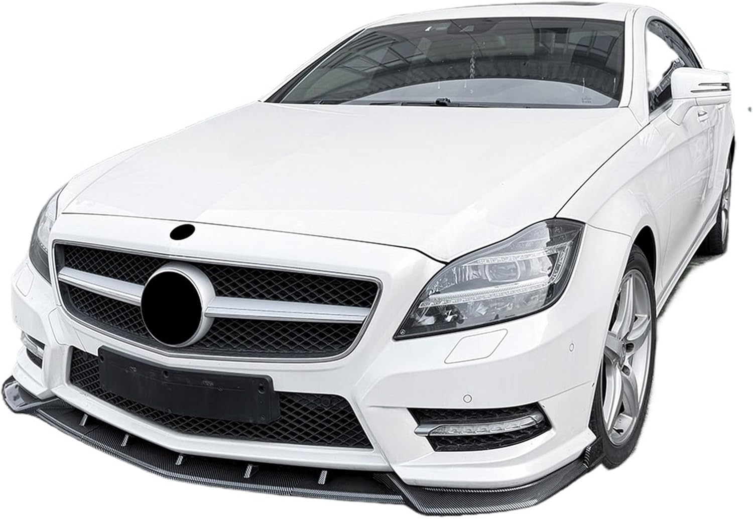Car Front Bumper Lip Spoiler Diffuser Splitters Body Kit Aprons Guard Trim Compatible for Mercedes for Benz for CLS C218 Pre 2011-2013 AMG Line(Carbon Fiber Look) (Carbon Fiber Look)