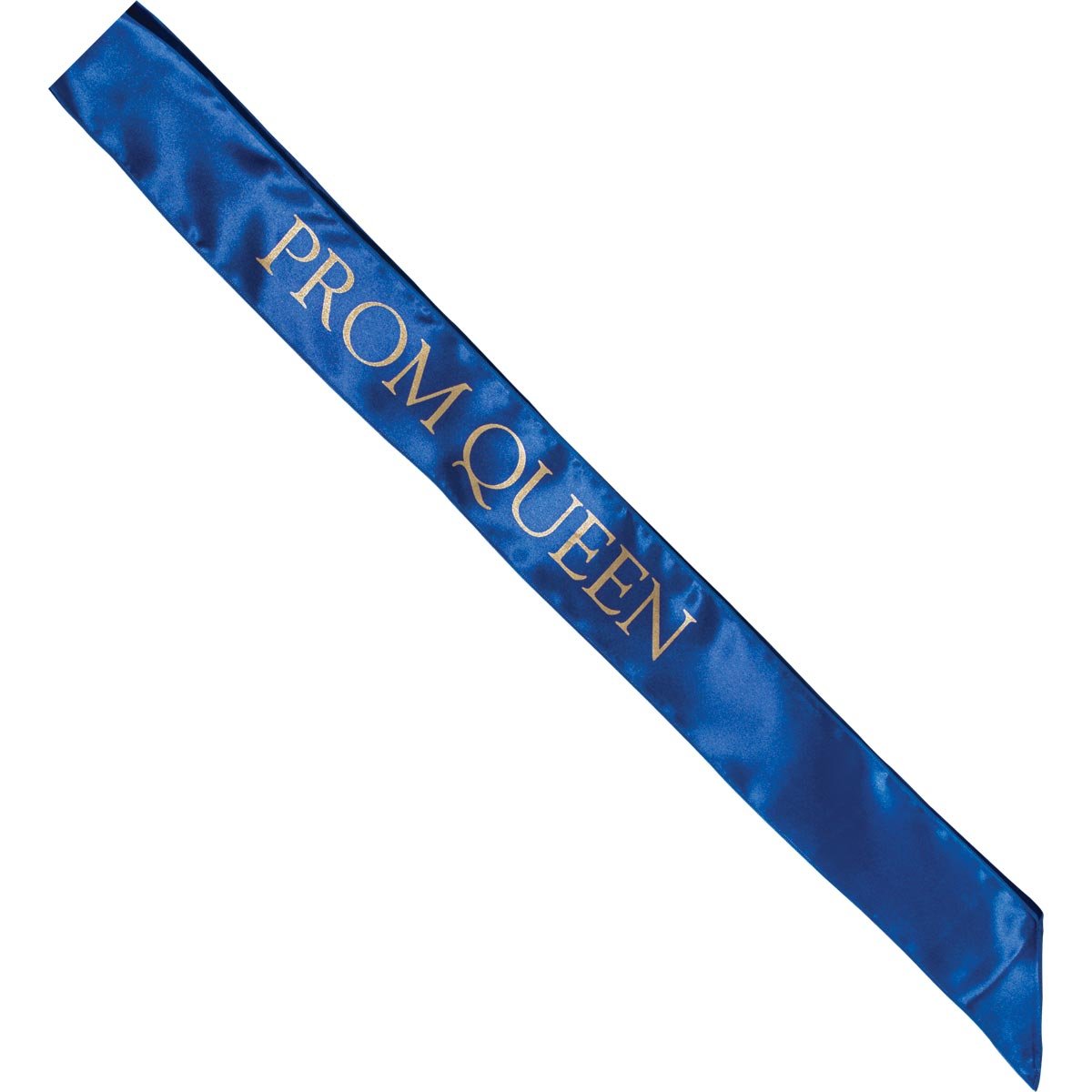 Anderson’s Prom Queen Blue Satin Sash with Gold Imprint, 3" x 72" Royalty Sash for Queen Coronation, Prom Night Accessories for High School Court &