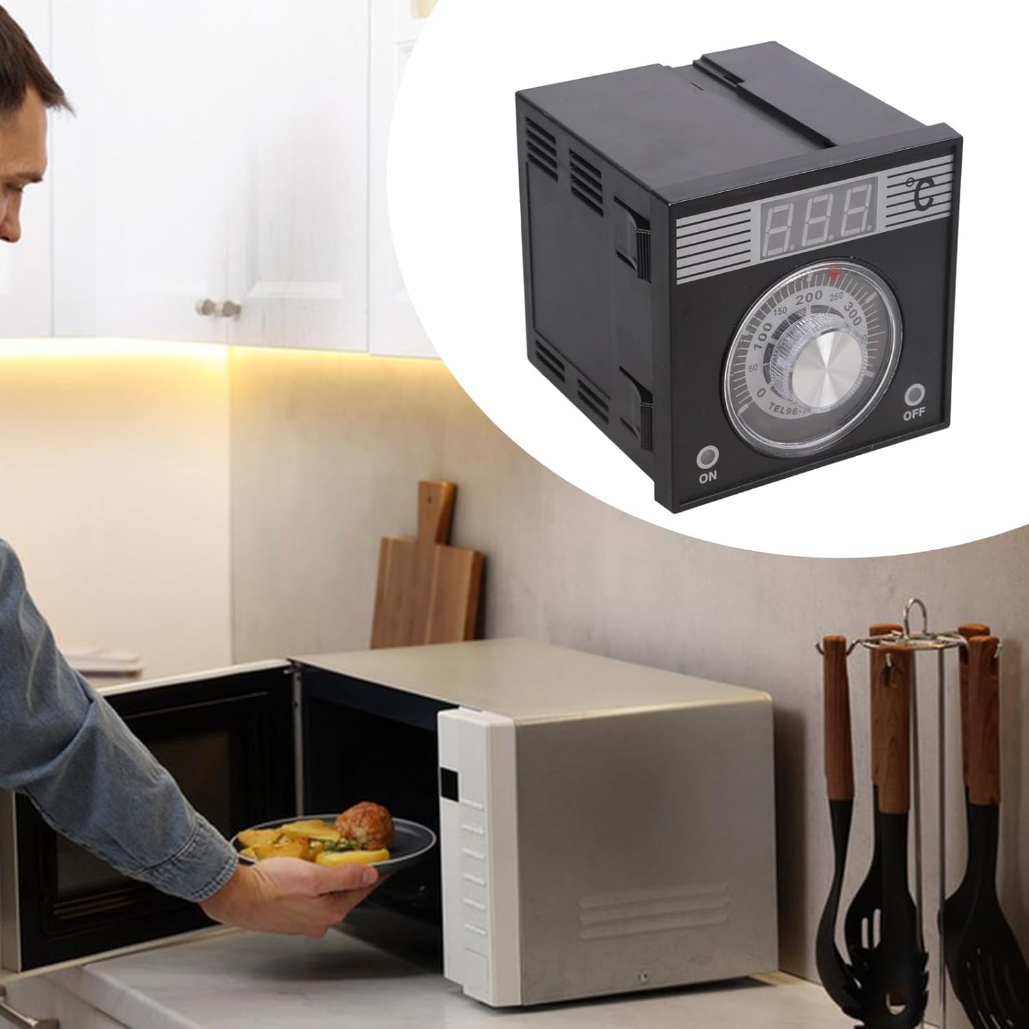 Digital Thermostat Temperature Probe Texture for Microwave Systems Precise Regulation and Compact Design