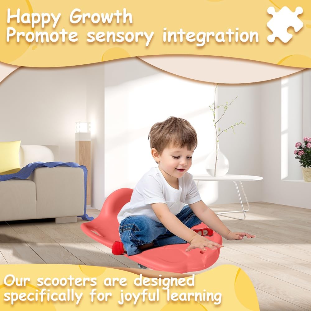 Floor Scooter Board with Elevated Handles, 5 Non-Marring Wheels Anti Roll away, 20"L x 17"W, Easy Connection, Kids Sports Activities