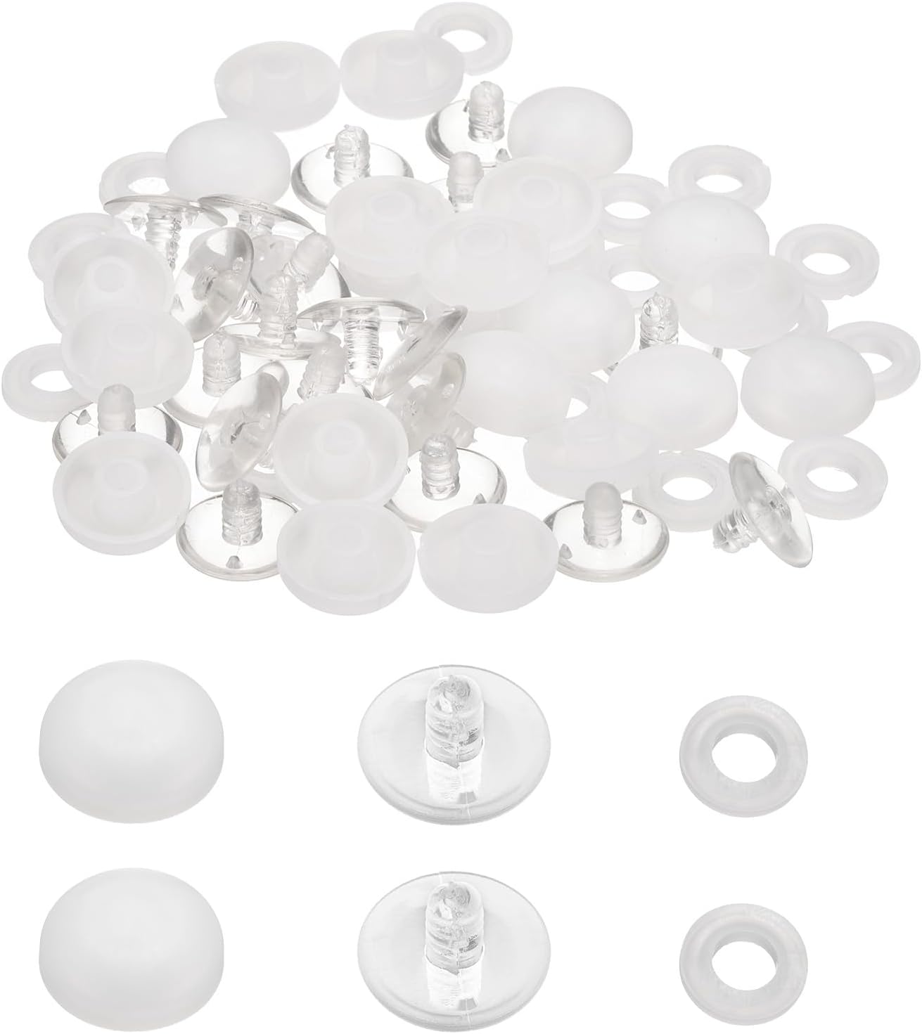 uxcell 20Pcs Baseball Cap Button, 13.5mm/0.53 Inch Plastic Hat Snap Button Replacement Cap Top Cover Buttons for DIY Sewing Hat Clothing Making Accessories, White