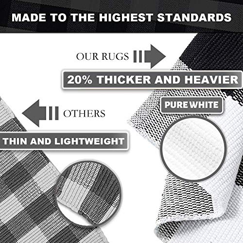 Kozyfly Buffalo Plaid Check Rug Runner 2' X 6' Plaid Farmhouse Runner Rug Checkered Washable Outdoor Rug For Kitchen/Laundry/Bathroom/Bedroom/Living Room #TOP3