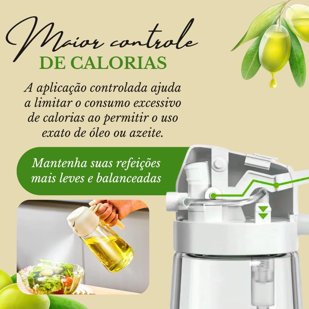 Porta Azeite Spray Borrifador 2 em 1 de Vidro 500ml para Óleos e Vinagres, Ideal para Culinária Saudável e Precisa (Preto)