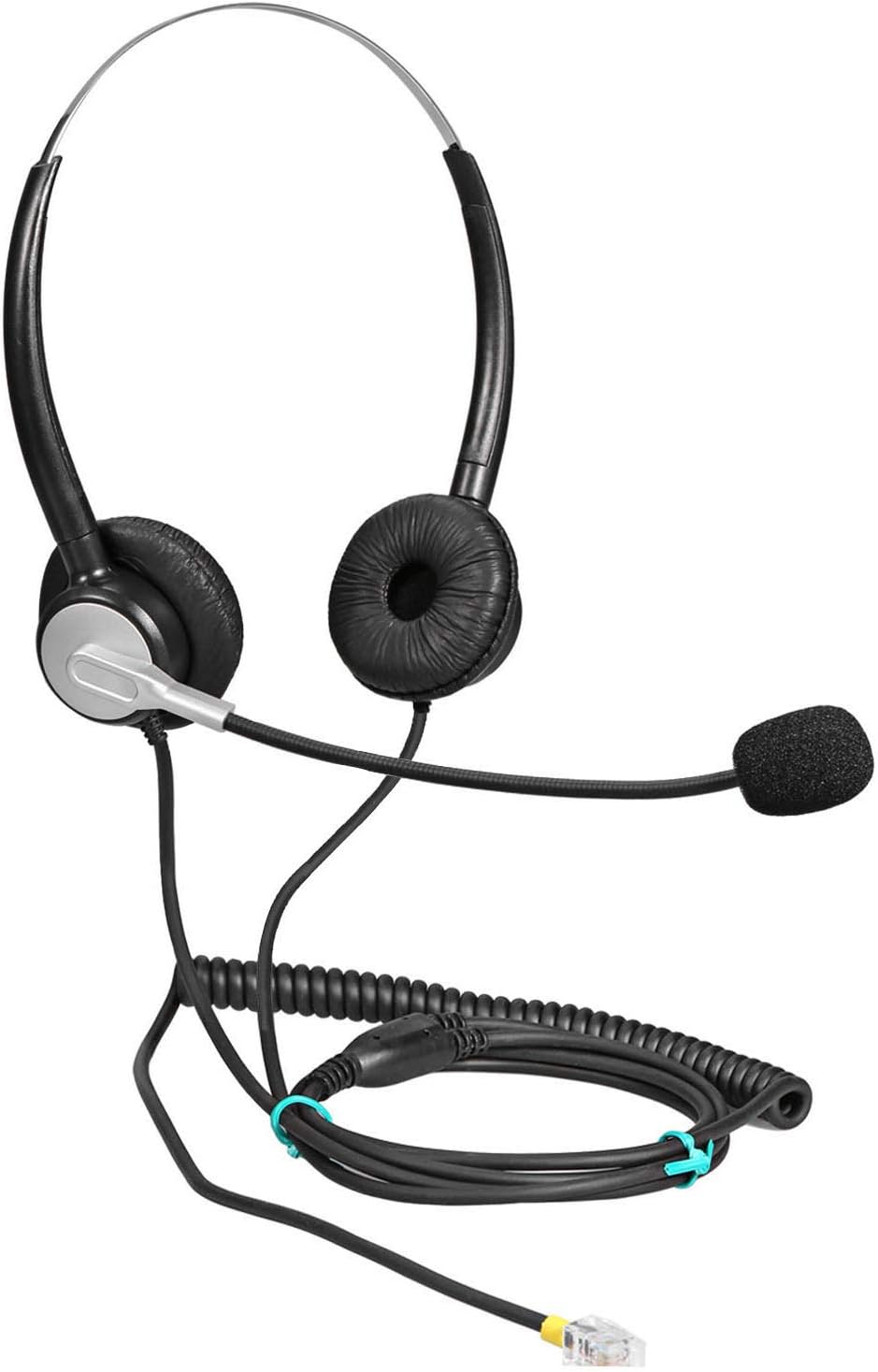 Ymate RJ9 Telephone Headset Dual Ear with Noise Cancelling Mic Wired Landline Phone Headsets RJ11 For ShoreTel IP100 IP212 230 IP565 IP655 420 480 485 Aastra 6731i 6739i 6751i 6753i 6757i (Y120A1)