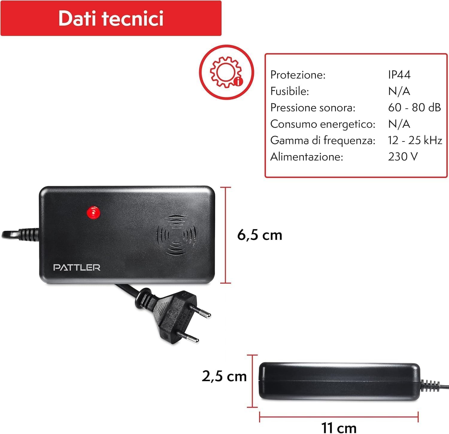 PATTLER® Repellente Indoor Martore con Ultrasuoni - Protezione Casa, Soffitte, Fienili, Garage O Carport, Protezione Immediata e a Lungo Termine - Funziona con Collegamento alla Rete Elettrica - 2 Pz