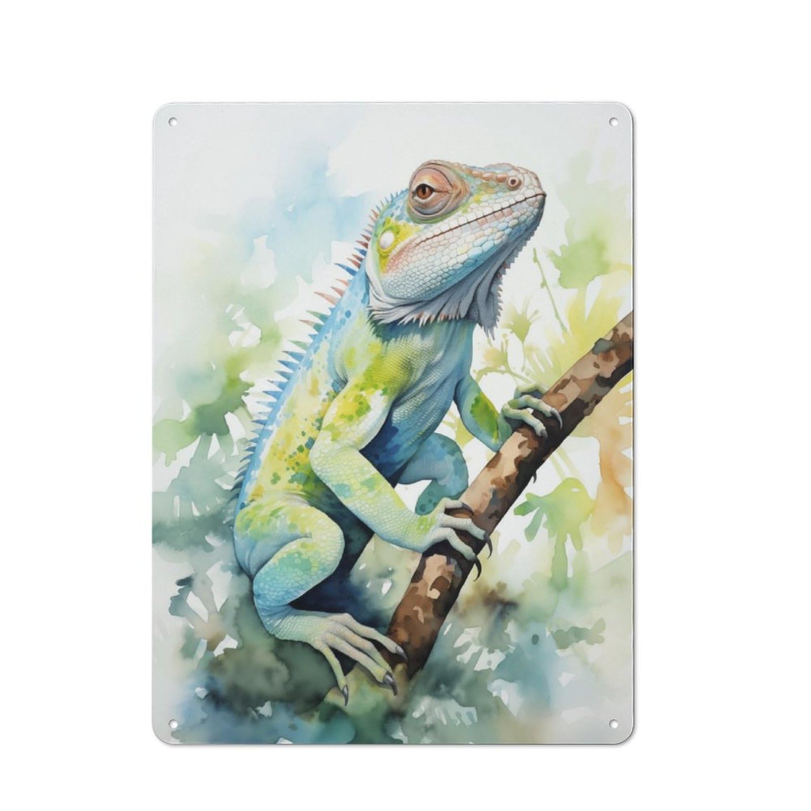 Junmoney Lizard Watercolor Tin Wall Plaque With Design 40X30cm, Country Vintage Cottage Wall Art For Kitchen, Cottage, Porch Or Garden Room