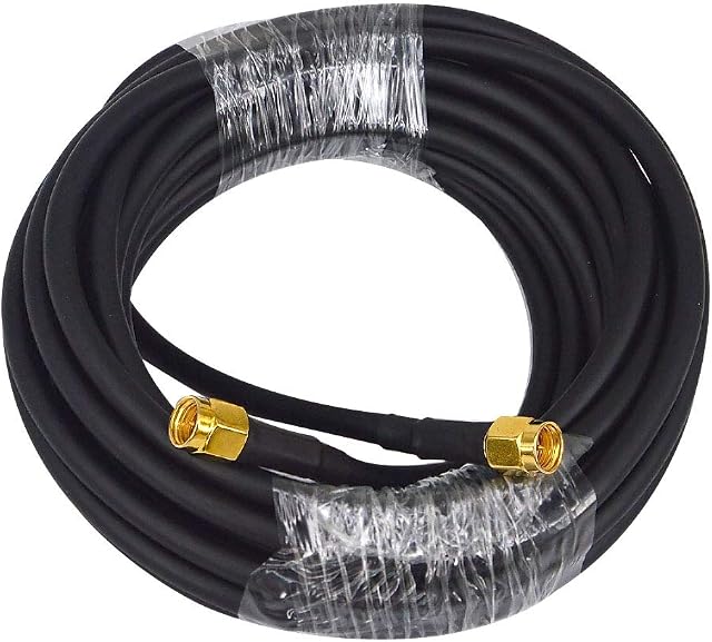 BOOBRIE SMA Male to SMA Male Cable 5M RG58 Coaxial Cable SMA Antenna Low Loss Coax Cable SMA Male Connector SMA Male to Male Lead Pigtail for WiFi Antenna/Wireless Router/WLAN Devices/GPS(Not for TV)