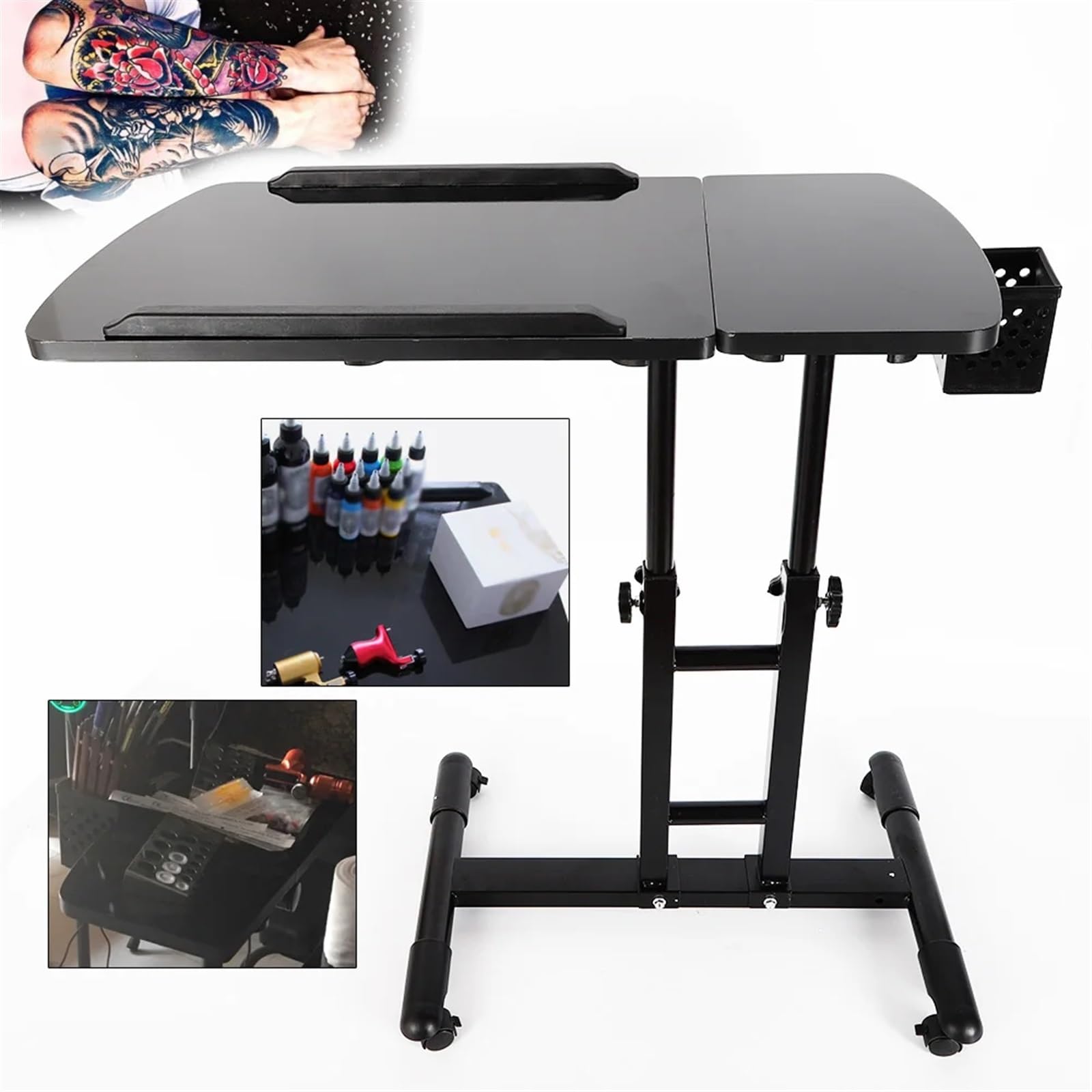 Table de Tatouage Plateau de Tatouage réglable Station de Travail roulante Équipement de Dessin Table de Bureau Établi de Tatouage