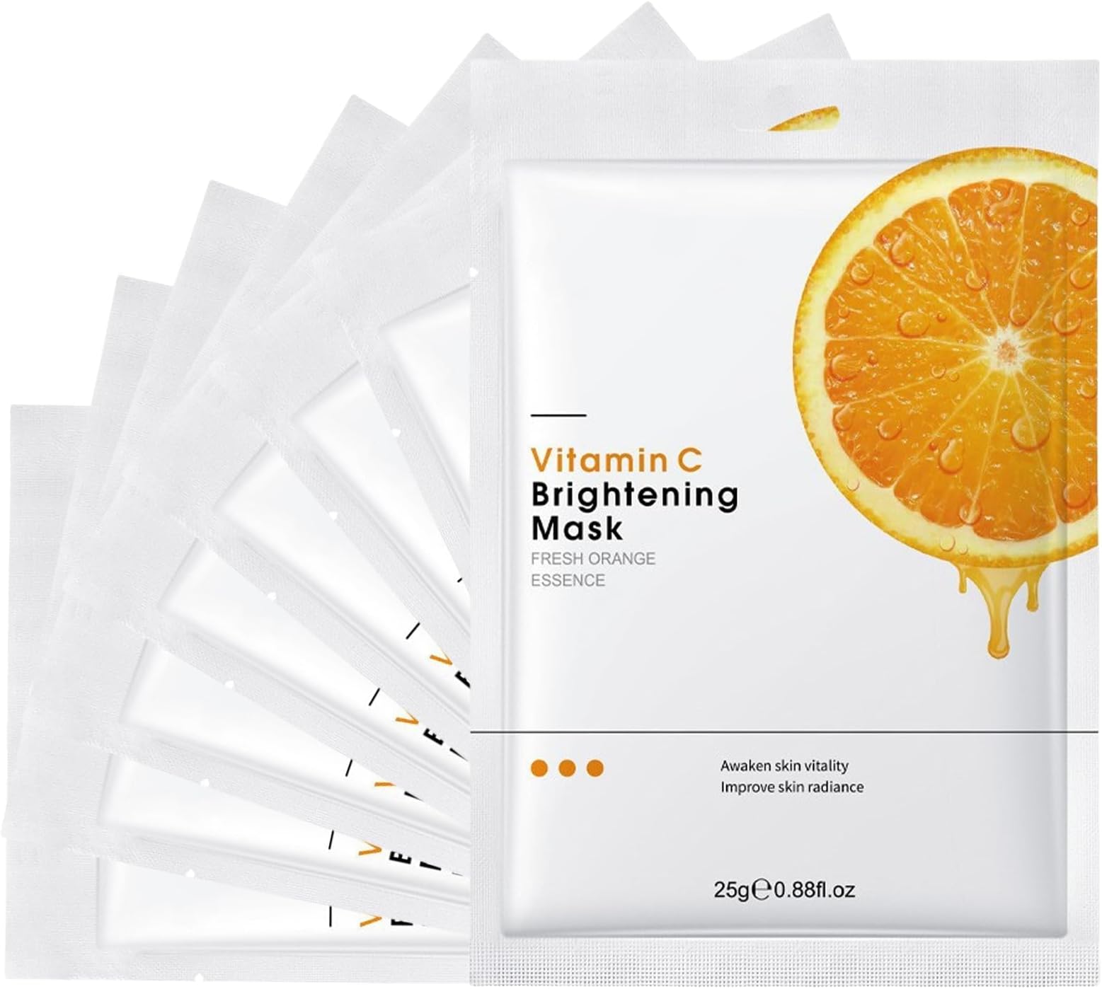 8 Pcs Vitamin C Sheet Face Masks-Moisturizing, Anti-Aging & Skin Firming, Hydrating & Brightening Sheet Mask - Cruelty-Free Skincare for All Skin Types