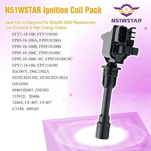 Miniatura 6 de N51WSTAR Juego de 2 bobinas de encendido compatibles con Mazda PROTEGE PROTEGE5 2.0L L4 Reemplazo para FFY1-18-100 FFY118100 UF-407 UF407 C1340