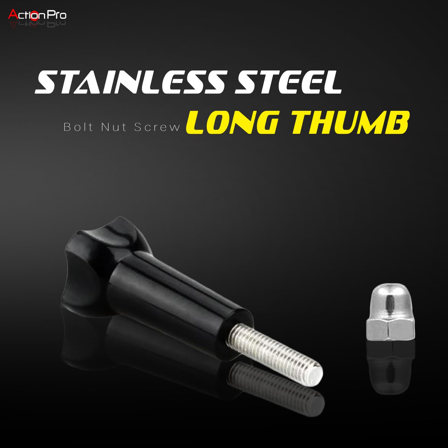 Action Pro 4 X Stainless Steel Long Thumb Knob Bolt Nut Screw Compatible with GoPro 12 11 10 9 8 7 6 5 4 | Insta 360 | DJI
