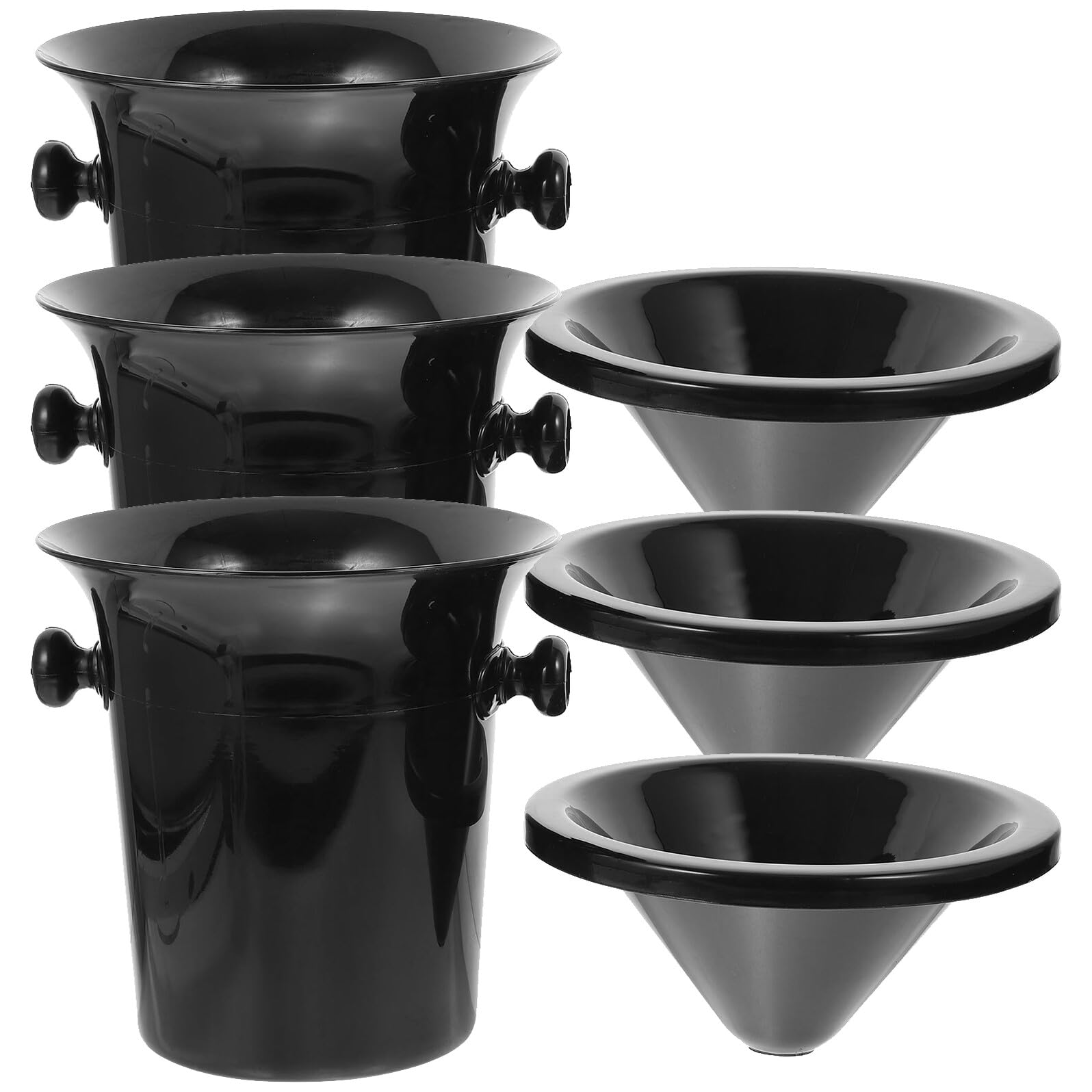 jojofuny Escupideras de Plástico Negras para Cata de Vino 3piezas Tapa, Cubo Grande para Hielo y Bebida en Fiestas y Tiendas Especializadas