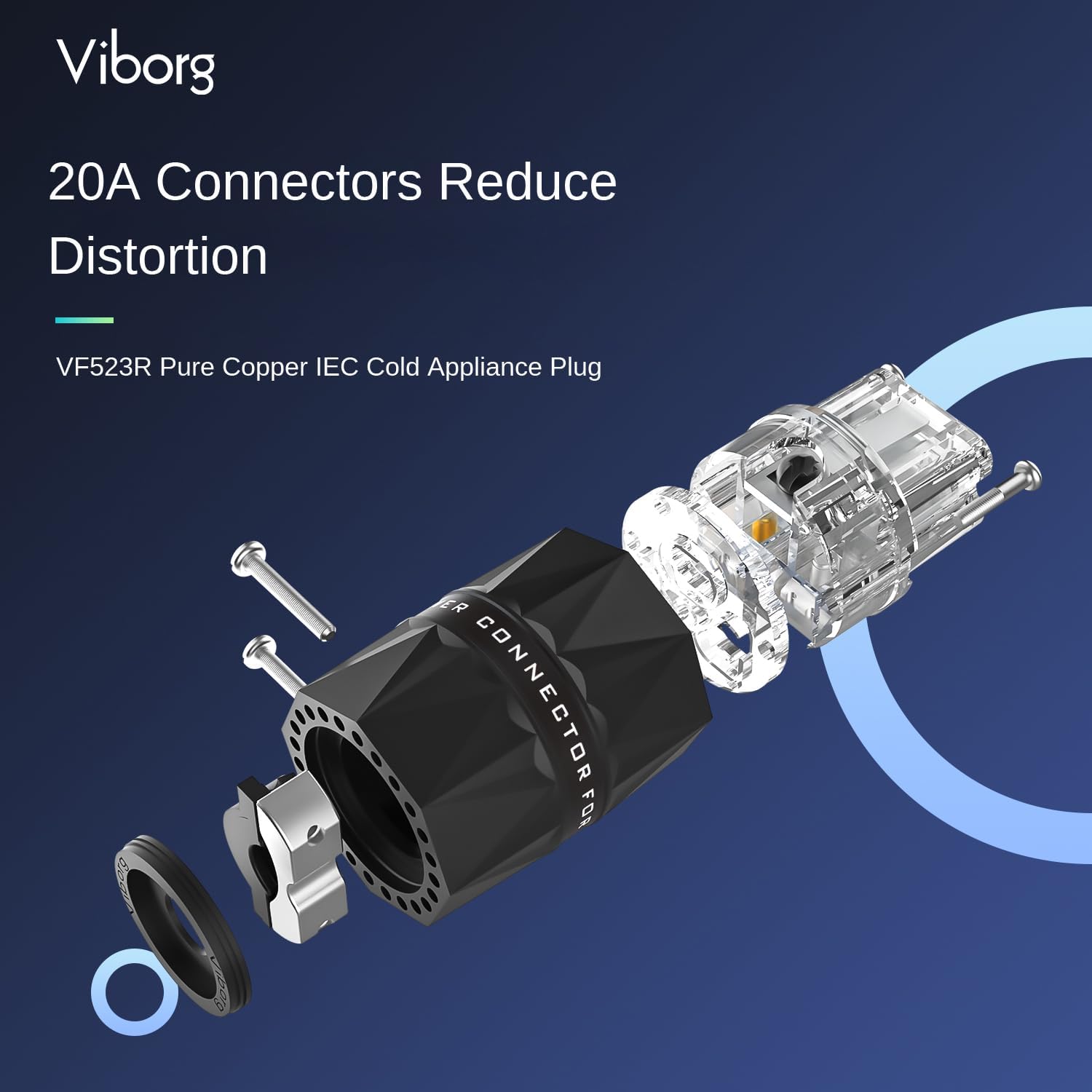 Viborg VF523S High End Power Plug IEC320 C19 Power Connector OFC Silver Plated AC Audio Connector Mains Plug for 8MM Cable Wire