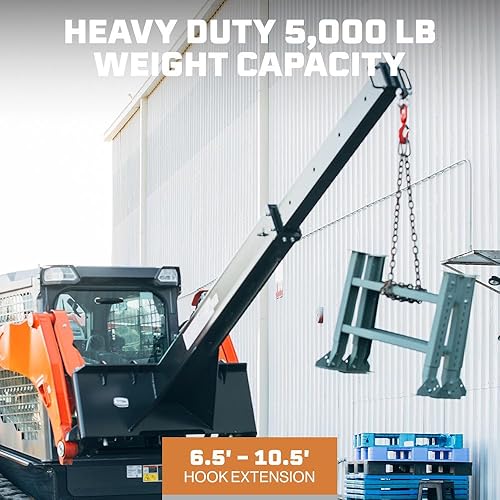 Miniatura 4 de Titan Attachments Minicargadora ajustable con gancho de 3 toneladas, pluma telescópica manual de 120 pulgadas, puntos de gancho ajustables, conexión