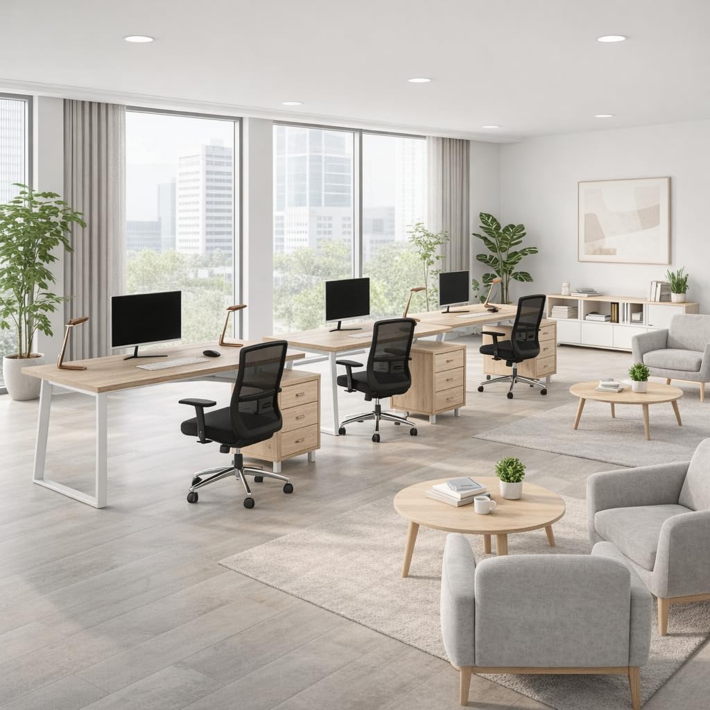 yelloo - Scrivania con Cassetti Salvaspazio, Scrivania Ufficio per Computer, Adatta per Cameretta, Scrivanie dal Design Moderno ed Elegante, Tavolo Ufficio Porta PC (Mod. ELEGANT Quercia)