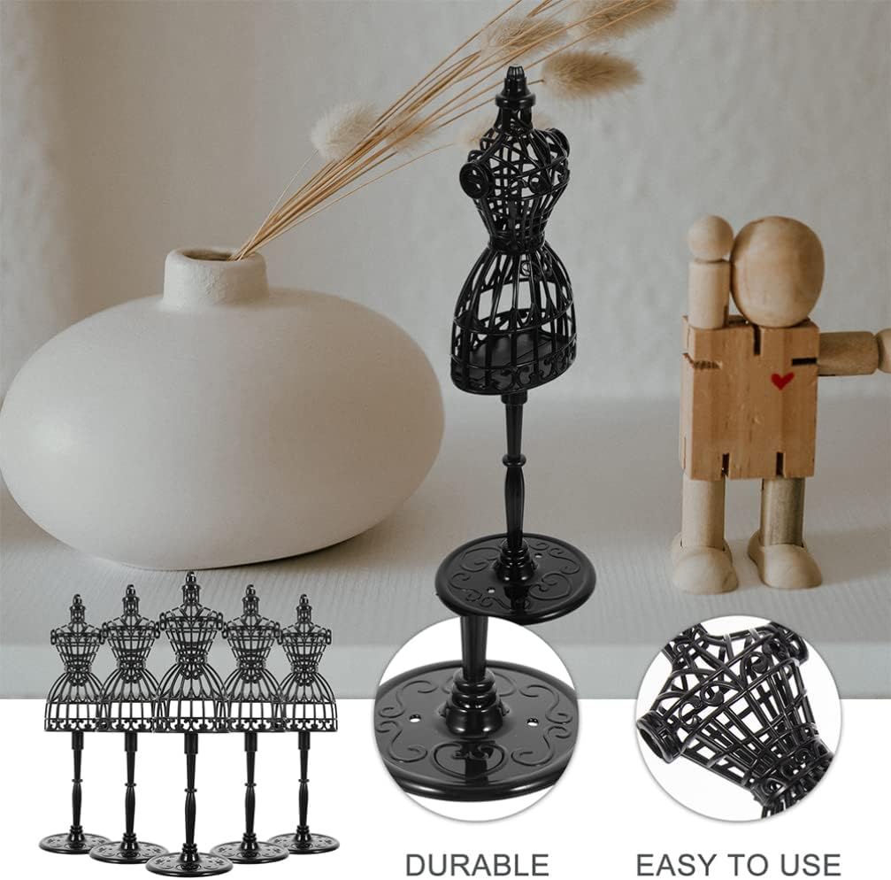 Ipetboom 6pcs Clothing Display Stand Manikin Mini Dress Form Decorative Manequin Doll Body Stand Accessories Body Jewels Cutout Mini Dress Doll Sewing Form Modeling Plastic Jewelry Rack