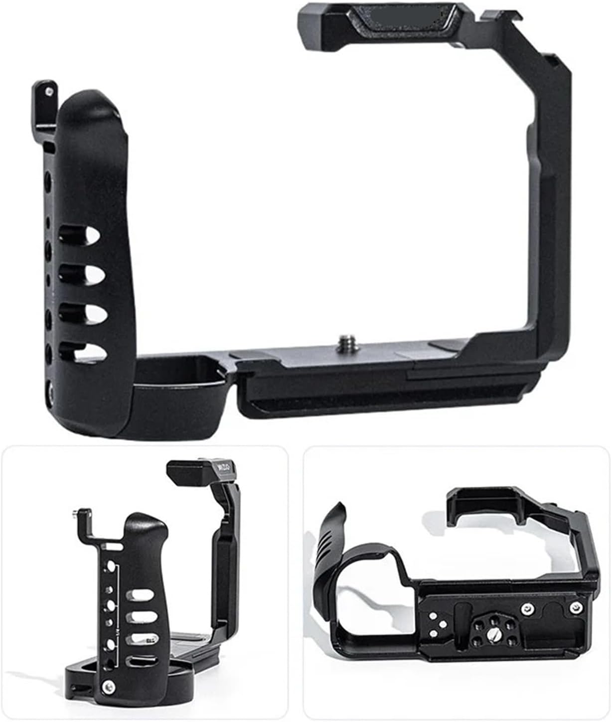 Video Camera Rig, Rabbit Cage Set Portable Camera Holder Metal 1/4 Hole,Compatible for Panasonic Lumix G9 DSLR Accessory,for Vlogging(Kit2 Black-Side Grip)