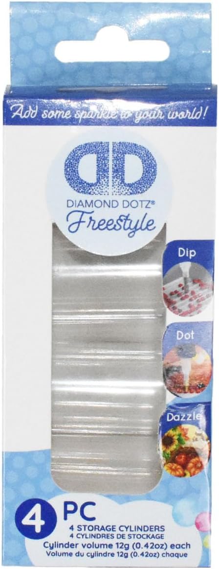 DIAMOND DOTZ Accessories Empty Cylinders 4 Pack Bead Storage Containers - Freestyle Diamond Painting Storage Containers, Diamond Painting Organizer
