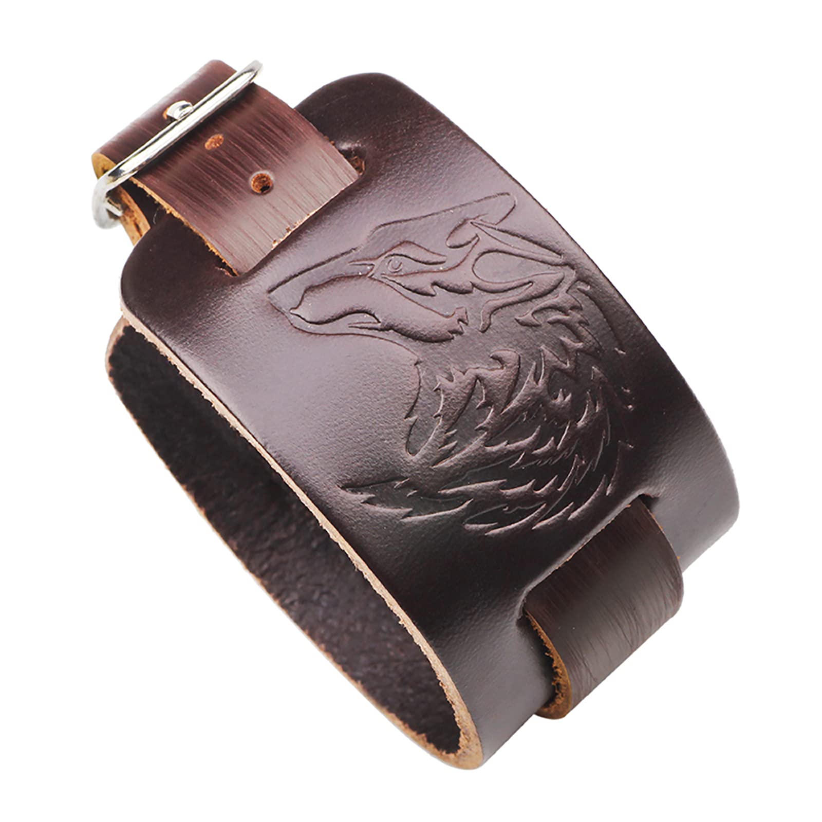 JczR.Y Punk Leather Belt Buckle Bracelet Cuff Men Vintage
