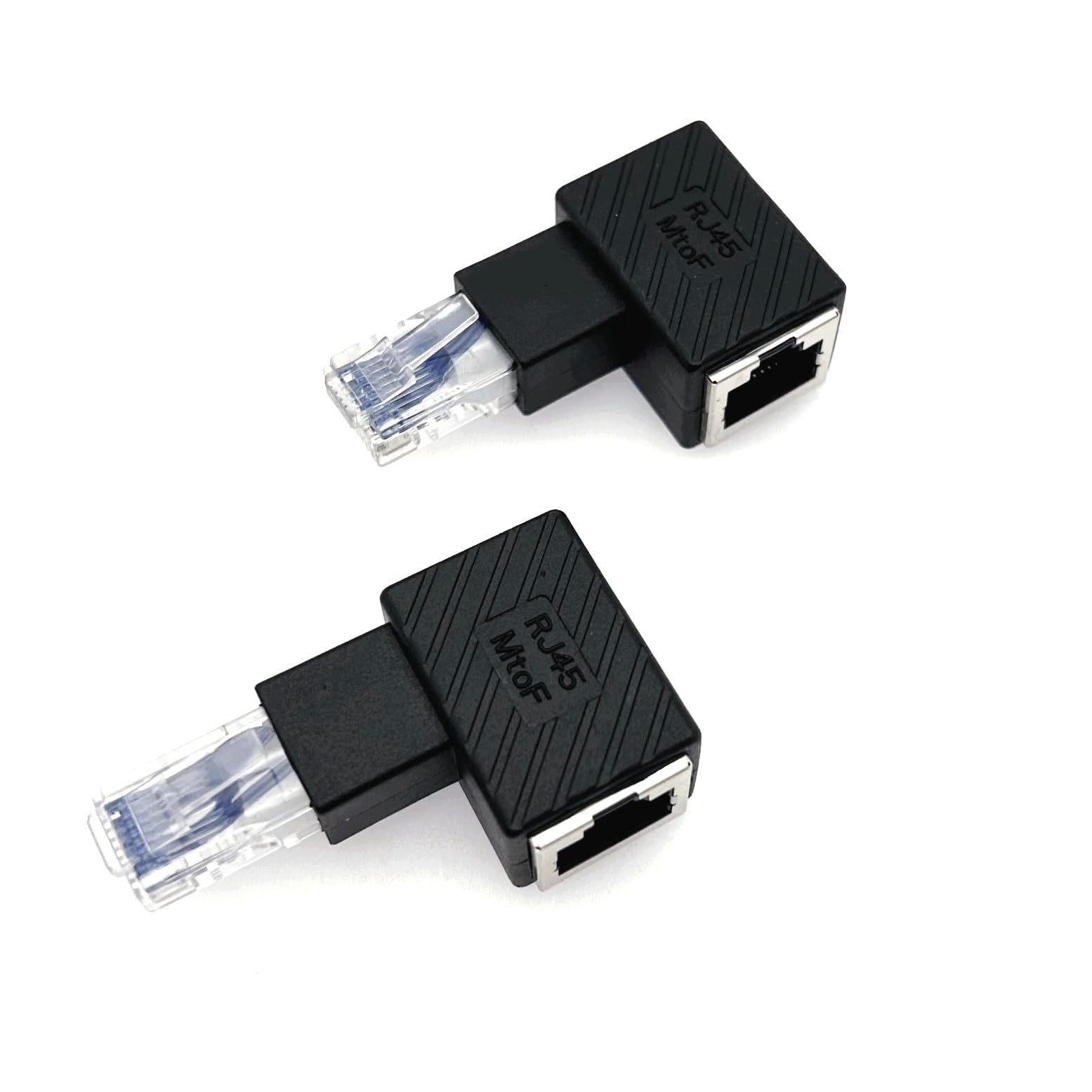 Lot de 2 adaptateurs Ethernet RJ45 mâle vers femelle à angle droit Cat6/Cat5e
