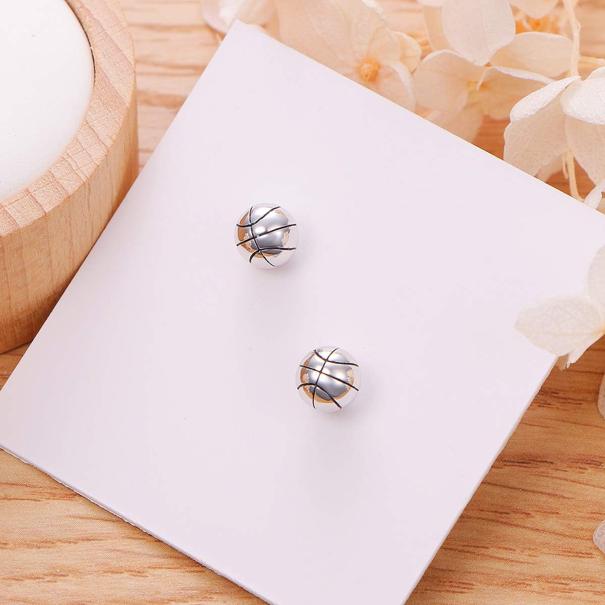 S925 Sterling Silver Basketball Baseball Football Rugby Softball Volleyball Ball Stud Earrings for Women Men