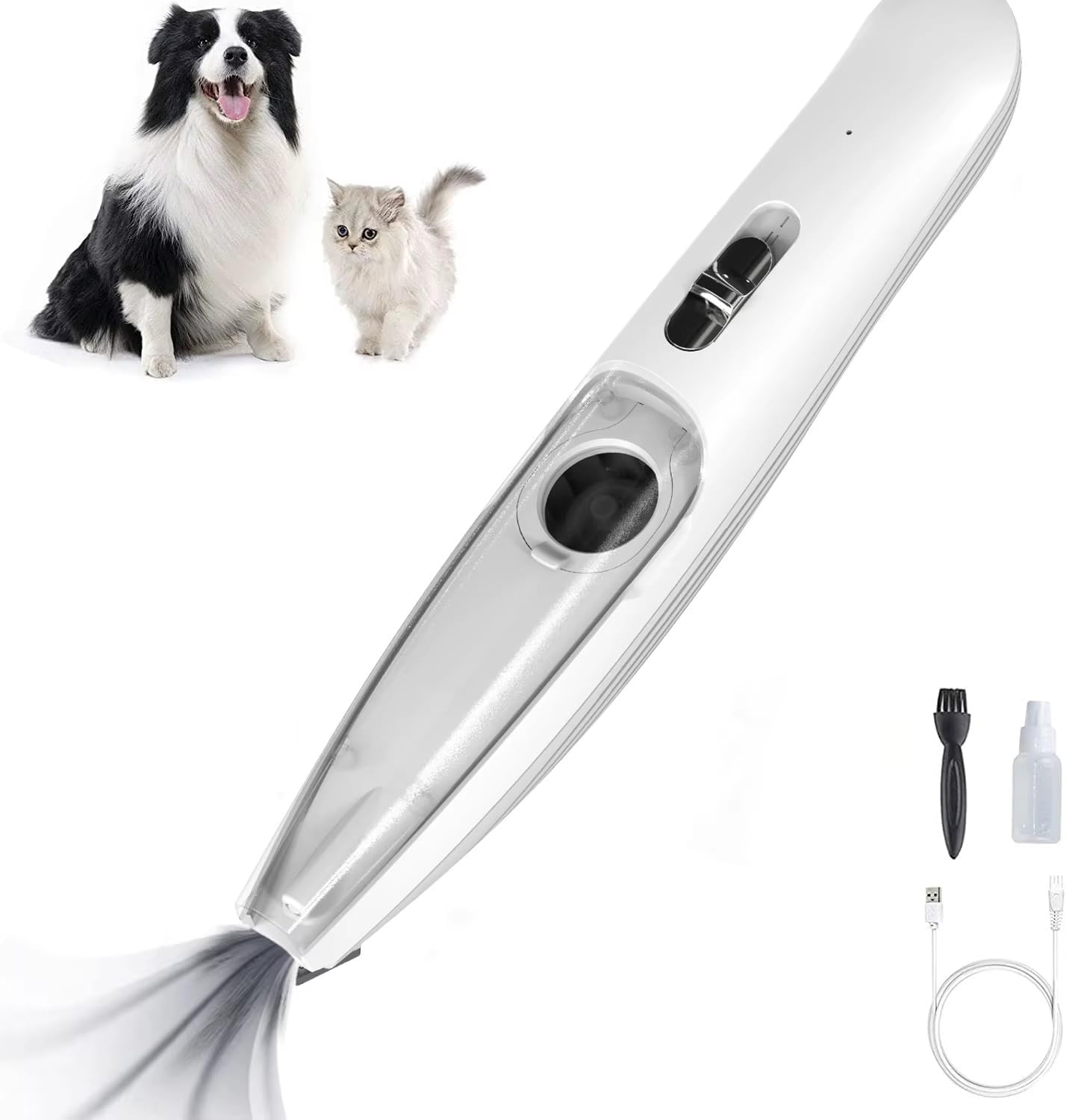 2-in-1 Grooming Clipper with Vacuum | 60-Min Battery & LED Indicator, USB Rechargeable, Low-Noise Motor, Safe Ceramic Blade for Dogs & Cats Hair Trimmer Shaver with Comb Shedding (Hair Trim)