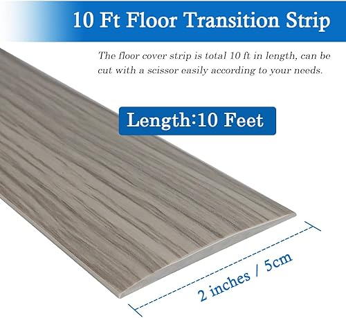 Miniatura 75 de Tira de transición de suelo, tiras autoadhesivas para suelos laminados, tira divisora plana de vinilo de 2 pulgadas de ancho, diseño elegante de Gris