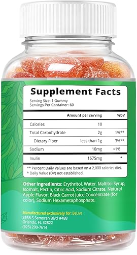 Miniatura 2 de BeLive Fiber Gummies - Prebiotic Fiber Supplement with Chicory Root & Inulin for Digestive Support & Overall Gut Health I Vegan, Sugar Free Gummies