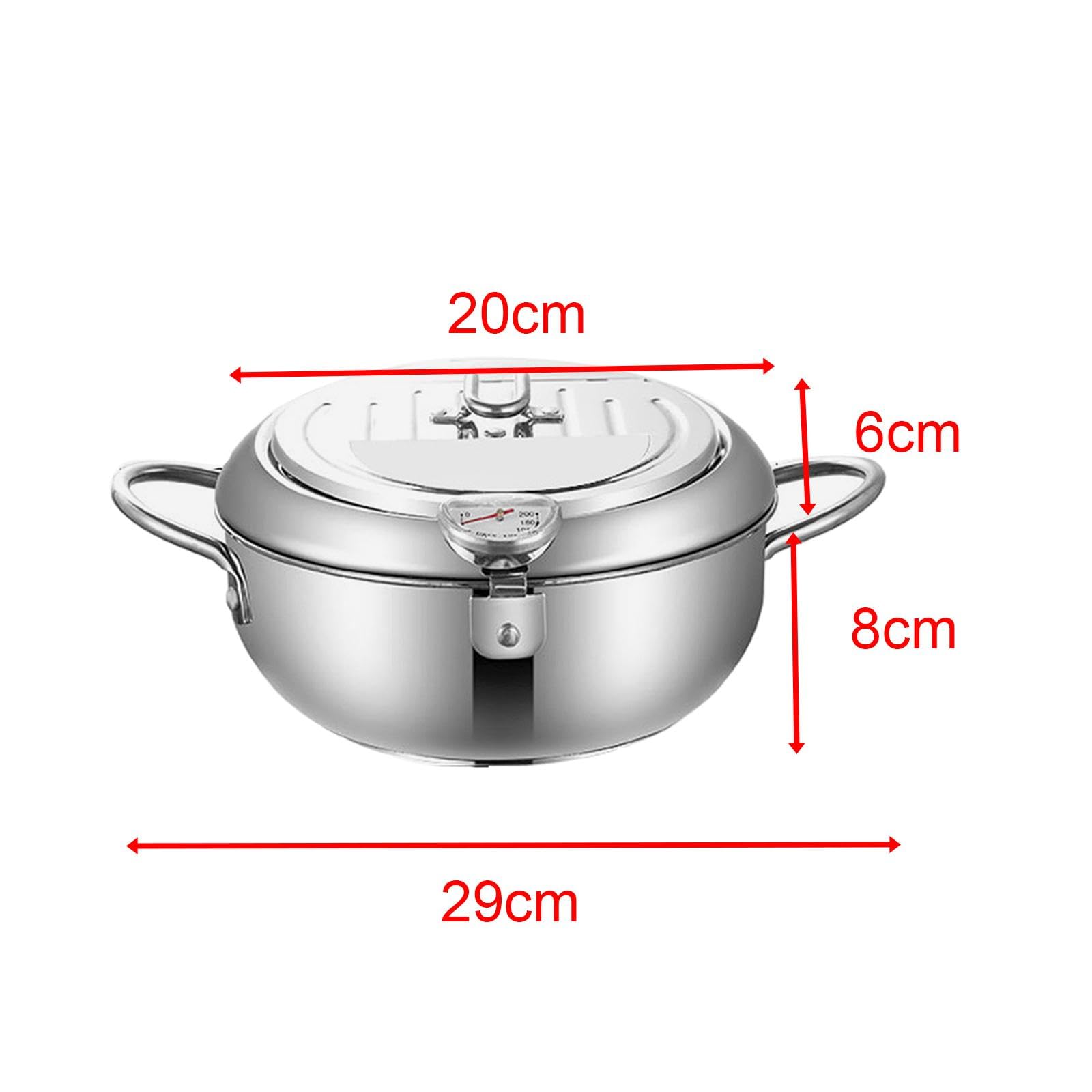 Olla para Sopa, Freidora de Acero Inoxidable con, Utensilios de Cocina Japoneses para Freír, Freidora para, Aros de Calamar, 20 CENTÍMETROS, Individual