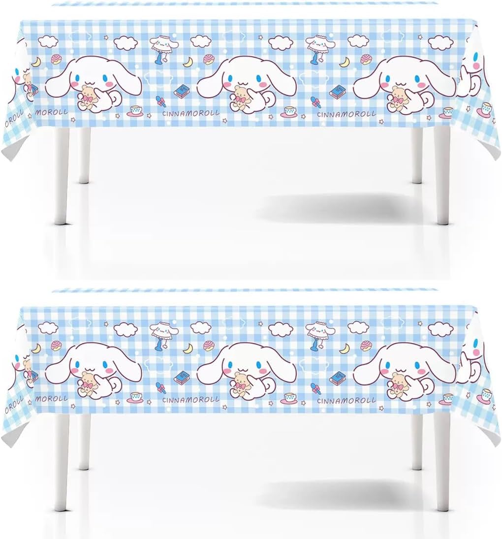 Jlemon 2pcs Pink Cat Tablecloth Cute Anime Themed Party Supplies Tablecover Perfect for Birthday Celebration and Party Decorations (70x42.9 inch) (Pink Dots Cat)