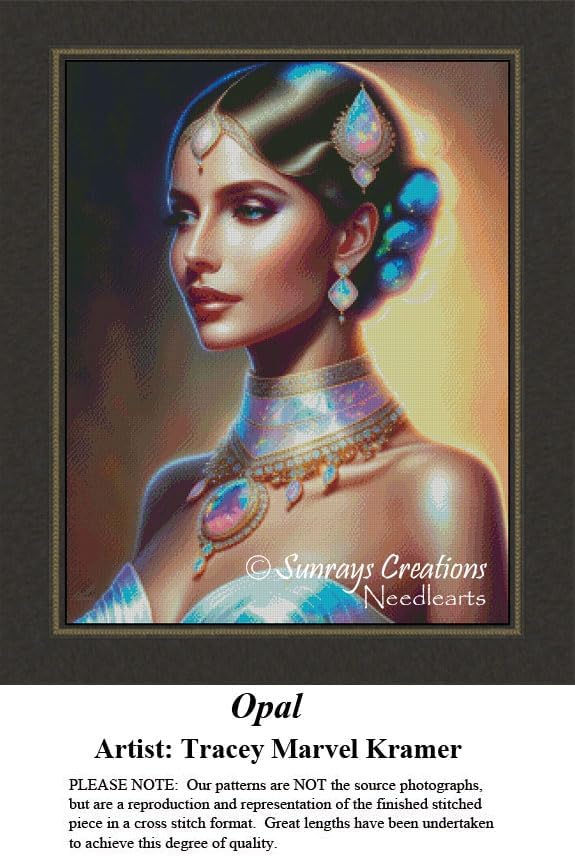 Gemstone Beauties Cross Stitch Pattern | Opal (Pattern Only, You Provide The Floss and Fabric)