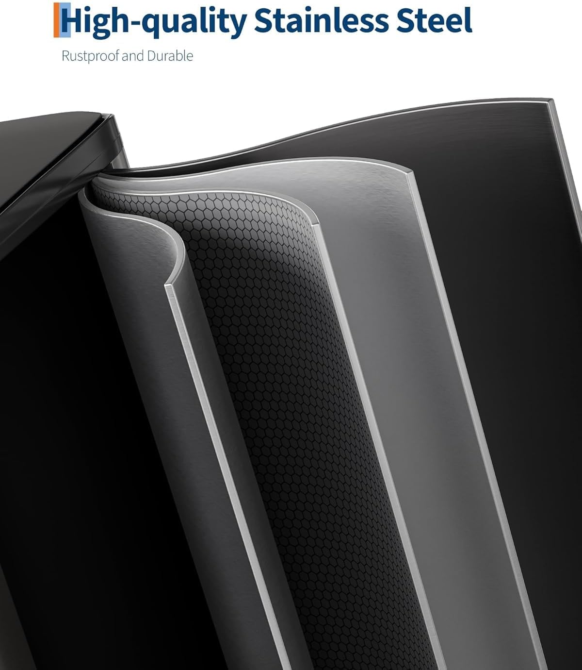 IDEALHOUSE Dual Trash Can,2-Pack 8 Gal Compartment Step Kitchen Recycling Bin Combo, Stainless Steel Metal Garbage Can with Lid, Includes 2 Removable Inner Buckets, Matte Black - Image 3